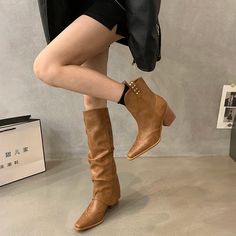 LBSFY - Designer Autumn Cowboy Boots For Women Fashion Slip On Long Knight Boots Female Square High Heel 2024 Winter Footwear SIZE LIST Foot length 22.5(cm) = You should choose Size 35 Foot length 23.0(cm) = You should choose Size 36 Foot length 23.5(cm) = You should choose Size 37 Foot length 24.0(cm) = You should choose Size 38 Foot length 24.5(cm) = You should choose Size 39 Foot length 25.0(cm) = You should choose Size 40 Size Notice: 1.The US size or EUR size maybe different with your count Casual Martin Boots With Square Toe For Fall, Casual Square Toe Martin Boots For Fall, Casual Martin Boots With Square Toe For Winter, Wide Calf Knee-high Martin Boots For Fall, Fall High Ankle Wide Calf Martin Boots, Knee-high Faux Leather Martin Boots For Spring, Trendy Wide Calf Martin Boots For Fall, Spring Knee-high Faux Leather Martin Boots, Trendy Fall Mid-calf Martin Boots