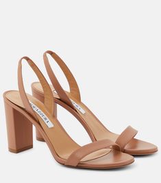 So Nude leather slingback sandals  in neutrals - Aquazzura | Mytheresa Buy My Clothes, Neutral Sandals, Latest Sandal, Aquazzura Shoes, Designer High Heels, Slingback Shoes, Slingback Sandals, Shoes Heels Pumps, Evening Shoes