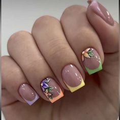 Nails Sommer, Earthy Nails, Nail Design Gold, Nails March, Nails Easter, March Nails, Nails Pastel, Pastel Easter, Colorful Nails