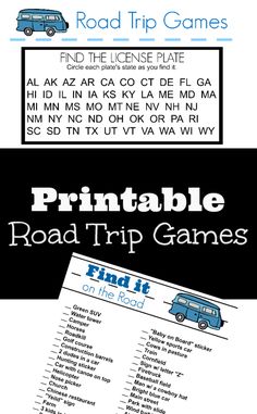 printable road trip games for kids to play on the road or in the car