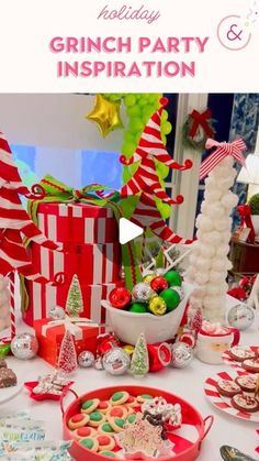 a table filled with christmas treats and candy