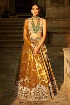 Royal Lehenga Designs, Anita Dongre Lehenga, Wings Flying, Indigenous Fashion, Velvet Lehenga, Fashion Garments, Green Wing, Spaghetti Strap Blouses, Red Lehenga