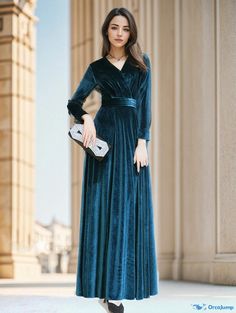 Orcajump - Velvet Evening Dress: Exquisitely Designed Black Gown Velvet Gowns Evening Dresses, Velvet Gowns, Blue Velvet Gown, Skirt Wedding Dress, Velvet Evening Dress, Princess Sleeves, Black Gown, Peacock Blue, Wedding Dress Styles