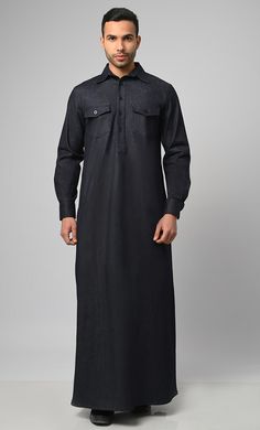 Buy Mens Thobes & Dishdashas Online | EastEssence Bisht For Men, Jalabia Styles, Islamic Clothes, Muslim Culture, Denim Hoodie, Muslim Men, Islamic Clothing, Men Clothes, Islamic Fashion