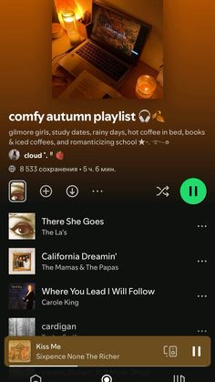 an iphone screen with the caption'comfy autumn playlist'on it