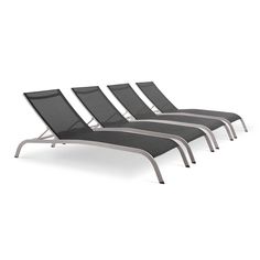 Modway Savannah Outdoor Patio Mesh Chaise Lounge Set of 4 | Outdoor Recliners & Lounge Chairs | Modishstore-2 Sun Loungers, Patio Chaise Lounge, Porch Deck, Vintage Lounge Chair, Patio Lounge Chairs, Aluminum Patio, Chaise Lounges, Patio Lounge, Modway Furniture