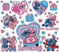 the stickers are all in different shapes and sizes, including heart shaped items for valentine's day