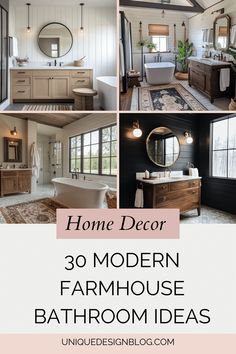 the interior of a modern farmhouse style bathroom