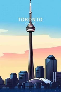 an image of a city skyline with the words toronto on it