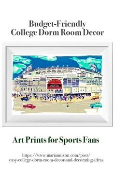 Art print of Chicago's Wrigley Field College Dorm Decor Ideas, Dorm Decor Ideas, College Dorm Decor, Student Room, College Dorm Room Decor, Dorm Living, College Room