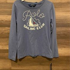 This Is A Brand New With Tags Size 6x Polo Ralph Lauren Sailing Club Long Sleeve T-Shirt. Casual Ralph Lauren Tops With Letter Print, Ralph Lauren Casual Tops With Letter Print, Blue Ralph Lauren Cotton Tops, Casual Sail-colored Top With Graphic Print, Casual Sail Colored Top With Graphic Print, Casual Summer Tops For Sailing, Blue Ralph Lauren Crew Neck T-shirt, Blue Nautical Cotton Tops, Nautical Style Cotton Top In Sail Color