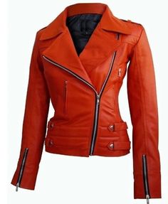 Item Specific  Materials : Lambskin Leather Color : Orange  Closure : Zipper / YKK Zipper  Pattern : Solid  Style : Biker  Season : Winter, Spring, Fall Occasion : Party, Halloween. Women's & Girls 100% Genuine Soft Lambskin Leather New Design Motor Biker Jacket Slim Fit, Long Sleeves Beautiful Look Orange Leather Jacket For Womens, Biker Jacket for Women's, Motorcycle Orange Genuine Leather, Lambskin Vintage Bomber Leather Jacket Handmade Orange Leather Jacket | Real Soft Lambskin Leather Jacke Pink Biker Jacket, Orange Leather Jacket, Pink Cosplay, Punk Woman, Party Jackets, Blue Leather Jacket, Long Leather Coat, Leather Jacket With Hood, Leather Skin