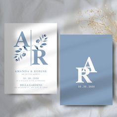 wedding stationery with monogrammed initials and flowers