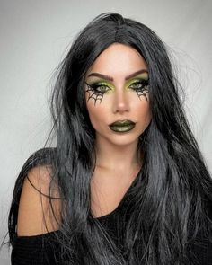 Halloween makeup ideas Simple Witch Makeup, Pretty Witch Makeup, Beautiful Halloween Makeup, Halloween Makeup Witch, Witch Hair, Drag Make-up, Cute Halloween Makeup