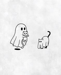 a drawing of a ghost and a cat