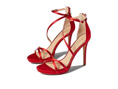 Jewel Badgley Mischka Galen - High Heels : Red : Steal the spotlight wearing the Jewel Badgley Mischka Galen featuring a classic zip-closure pump with buckle strap detailing at ankles and elegant strap detailing at toe. This style would make a great bridesmaid or wedding shoe! Textile upper. Synthetic lining and insole. Rubber outsole. Imported. Measurements: Heel Height: 4 in Weight: 10 oz Product measurements were taken using size 9, width M. Please note that measurements may vary by size. Wei Wedding Sandals With Buckle Closure And Closed Toe, Chic Wedding Heels With Buckle Closure, Elegant Sandals With Buckle Closure For Prom, Carol Of The Bells, Jewel Badgley Mischka, Heels Red, Steal The Spotlight, The Jewel, Badgley Mischka