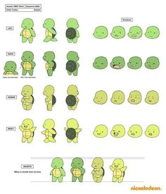 an animation character model sheet with different expressions