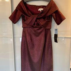 Brand New Teri Jon Evening Dress Size 6, Never Worn With Tags Dark Red Metallic Color, Fits At The Knee Box Pleat Dress, Color Fits, Teri Jon, Scuba Dress, Belted Shirt Dress, Beige Dresses, Tea Length Dresses, Multicolor Dress, Metallic Dress