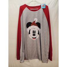 Get Into The Holiday Spirit With This Festive Disney Pajama Top Featuring Mickey Mouse. Made With 100% Polyester, This Long Sleeve Top Is Perfect For Big And Tall Men Who Want To Stay Comfortable And Stylish. The Graphic Print And Red Color Make It A Great Addition To Any Christmas Eve Outfit. The Top Is Designed With The Iconic Disney Character Family And Is Perfect For Any Disney Lover. Whether You're Curling Up With A Book Or Watching Your Favorite Holiday Movies, This Pajama Top Is Sure To K Casual Cotton Mickey Mouse Sleepwear, Mickey Mouse Long Sleeve Sleepwear For Loungewear, Casual Mickey Mouse Tops For Loungewear, Christmas Eve Outfit, Disney Pajamas, Disney Lover, Comfortable Tops, Pajama Top, Disney Shirts