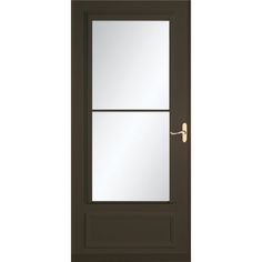 The Savannah solid wood core storm door features a maintenance-free DuraTech® surface for protection against age and the weather. The Screen Away® retractable screen offers instant ventilation and hides in a cassette at the top of the door when not in use. LARSON Savannah 32-in x 81-in Brown Wood Core Storm Door Mid-view with Retractable Screen Polished Brass Handle Included | 37080041 Pocket Storm Door, Almond Storm Door, Window Storm Door, Basement Storm Door, Storm Doors For Porch, Glass Storm Doors For Front Door Porch, Storm Door For Sunroom, Larson Screen Door, Steel Storm Doors