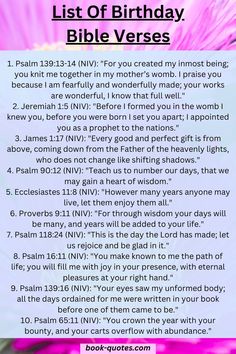 the list of birthday bible verses