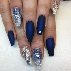 Cobalt Blue Nails, Casual Nails, Blue Nail Designs, Super Nails, Blue Nail, Ballerina Nails, Silver Nails, Coffin Nails Designs