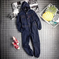 Men's Long Sleeve Overalls | Vintage Zone - Zone Vintage Unique Jumpsuits, Hoodie Jumpsuit, Blue Jean Overalls, Sweat Vintage, Denim Coverall, Jump Suits, Overalls Vintage, Electric Welding, Overalls Men