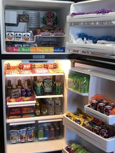 an open refrigerator filled with lots of food