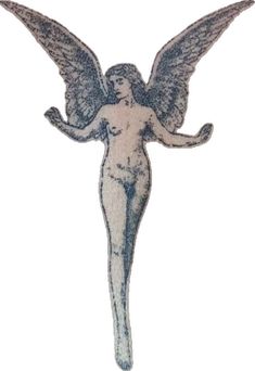 an image of a woman with wings on her body and hands out to the side