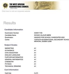 the west african examination council results