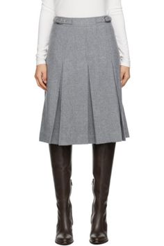 Elegant Wool Pleated Skirt For Work, Fall Workwear Pleated Skirt With Belt Loops, Fall Pleated Skirt With Belt Loops For Work, Chic Wool Pleated Skirt Bottoms, Wool Pleated Office Skirt, Chic Wool Pleated Skirt, Elegant Wool Pleated Skirt With Lining, Fall Workwear Skirt With Box Pleat, Wool Flared Skirt Bottoms For Workwear