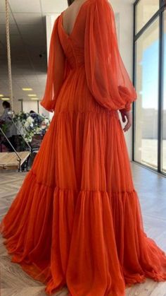 Beach Evening, Girl Prom, Women Party Dress, Formal Women, Orange Chiffon, Modest Prom, Gown Plus Size, Chiffon Evening Dresses, Prom Dresses Modest