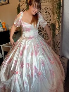 Floral fantasy ballgown. Fully lined. Made with lace swags and roses.  Petticoat not included.  Bust: 38-40" Waist: 30-32" Height: 5'6" Fantasy Ballgown, Victorian Gown, Floral Gown, Women's Costumes, Style Mistakes, Petticoat, Size 12, Pretty Dresses, Ball Gowns