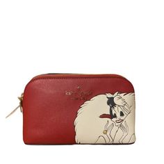 Nwt Kate Spade Disney X Cruella Makeup Bag Red/Multi Leather. Kate Spade Disney Everyday Bag, Kate Spade Disney Style Everyday Bags, Disney Red Rectangular Bag, Disney Red Rectangular Bags, Cruella Makeup, Kate Spade Makeup Bag, Kate Spade Disney, Reversible Tote, Crossbody Clutch