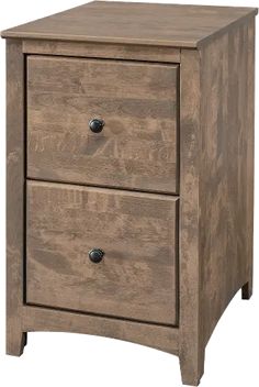 a wooden nightstand with two drawers on one side and an open drawer on the other