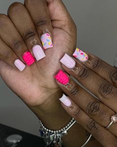 Sprinkle Nails, Press On Nails Pink, Pink Press On Nails, Ombre Acrylic Nails