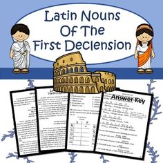 the worksheet for latin nuuns of the first declenon with pictures