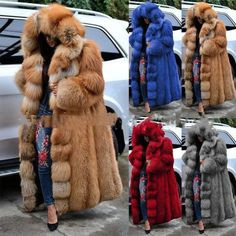 Celana Kargo, Long Hooded Coat, Fur Jacket Women, Long Fur Coat, Faux Fur Hooded Coat, Womens Faux Fur Coat, Hooded Faux, Jackets Uk, Coats Women