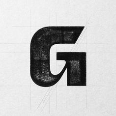 the letter g is drawn in black and white