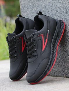 Men's Black Casual Sneakers For Autumn/Winter, Non-Slip Leather Upper, Trendy Fashionable Jogging Shoes Red         Men Shoes, size features are:Bust: ,Length: ,Sleeve Length: Black Winter Sneakers With Rubber Sole, Black Winter Sneakers With Round Toe, Winter Slip-resistant Sneakers With Round Toe, Winter Low-top Slip-resistant Sneakers, Black Slip-on Winter Sneakers, Winter Low-top Non-slip Sneakers, Black Running Shoes With Red Sole For Streetwear, Red Sole Slip-on Running Shoes For Sports, Kohls Mens Nike Shoes Red