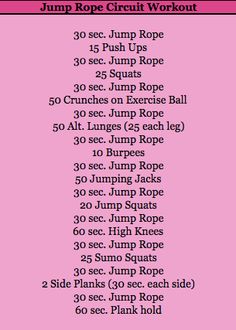 the jump rope circuit workout is shown in pink and black, with instructions for how to do