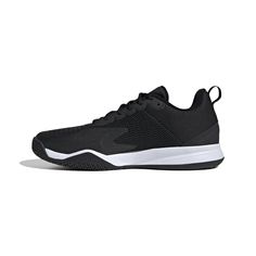 a black and white tennis shoe on a white background