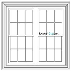 the front and back sides of a double hung window with four panes on each side