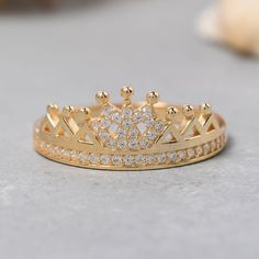 ★14K Solid Gold Crown Ring, 925 Sterling Silver Crown Ring, Princess Crown Ring, Queen Ring, Graduation Gift, Mother's Day Gift, Christmas Gift★ ★ IMPORTANT SHIPPING & PRODUCTION DETAILS!! ★ RINGS: All rings are made to order at the selected size requested during checkout. I do not use a formula to determine ring sizing for wide bands (Unless noted within the listing) so if you select a size 6 and purchase 8-10 rings each ring will rest at the US ring size 6. All rings made at US ring sizes thou Valentine's Day Elegant Crown Design Jewelry, Crown Design Open Ring Jewelry Gift, Crown Shaped Cubic Zirconia Rings For Anniversary, Crown Design Ring Jewelry For Anniversary, Crown-shaped Diamond Ring For Gift, Crown-shaped Diamond Ring As Gift, Crown Design Diamond Ring As A Gift, Crown Design Ring For Anniversary, Crown Shaped Diamond Ring For Gift