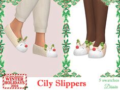 Cute winter christmas themed slippers - 5 swatches #sims4 #sims4cc #sims 4 #sims 4 cc #sims 4 cc #ts4 #ts4cc #ts4 cc #maxis mix #maxis match #maxis-mix #sims clothes #TSR #TheSimsResource #slippers #winter #xmas #christmas