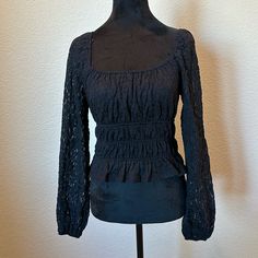 Nwt Long Sleeve Blouse Lace Puff Sleeves Gathers At Mid Section Beautiful Blouse Pit To Pit 15” Lace Blouse Long Sleeve, Blouse Lace, Lace Long Sleeve, Feminine Outfit, Beautiful Blouses, Lace Blouse, Long Sleeve Lace, Puff Sleeves, New Outfits