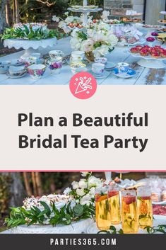 a beautiful bridal tea party with flowers and plates