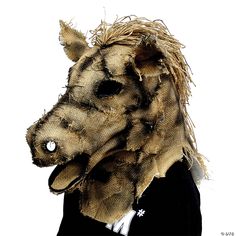 Overhead mask with burlap fabric and hidden eyes. One size fits most adults. Scarecrow Mask, Mask Scary, Horse Mask, Scary Animals, Horror Masks, Horse Costumes, Antique Horse, Halloween Express, Head Mask