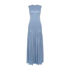 Celebrate Femininity with our Skye Pleated Silk Dress, embracing your silhouette with exquisite finesse. Expertly crafted from blue double silk satin, it features a fitted long bodice, gracefully tracing the curves of the body.  As the eye travels downward, it finishes into a semi-sheer silk charmeuse pleated skirt, adding to the feminine charm of this long dress. Features concealed zipper back fastening, ensuring a seamless finish.  Complete the sophisticated ensemble with a pair of high-heeled Fitted Floor-length Modal Satin Dress, Fitted Silk Dress With Pleated Bodice, Blue Silk Evening Dress With Pleated Bodice, Blue Silk Maxi Dress With Pleated Bodice, Blue Satin Maxi Dress With Bias Cut, Fitted Sleeveless Silk Dress In Modal Satin, Fitted Sleeveless Modal Satin Silk Dress, Fitted Silk Maxi Dress With Satin Finish, Fitted Silk Dress With Satin Finish In Maxi Length