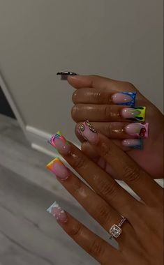 Tip Design Nails, French Tip Design, Acrylic Nails Coffin Pink